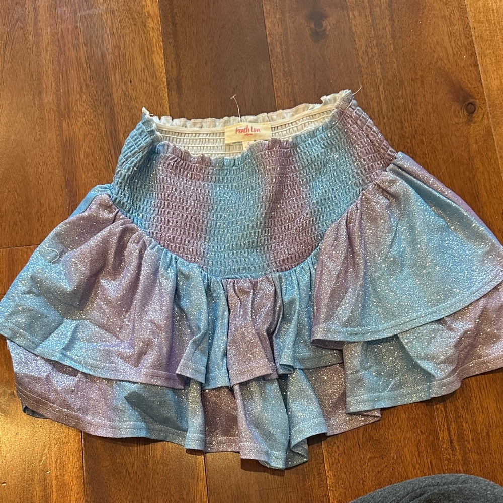 Peach Love California Glitter Mini Skirt in Blue and Purple